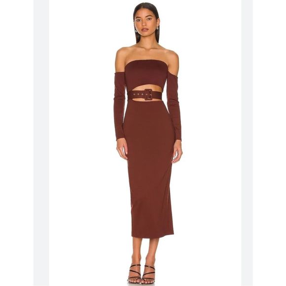 Not yours to keep Montana Midi Dress in Auburn Brown size XS - Picture 1 of 13